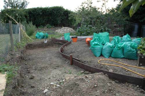 Meadow path edging under construction